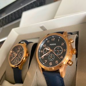 Fossil Rose Gold Couple Watch Set, Brand New